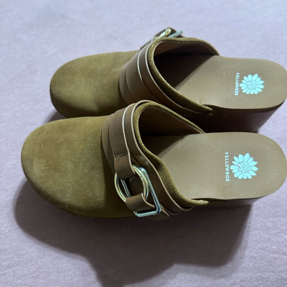 Yellow Box Mule Slides